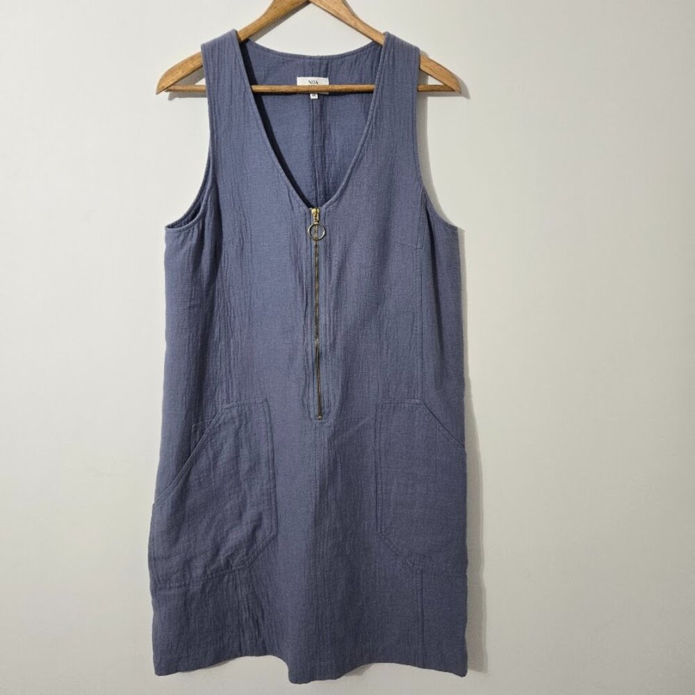Noa Noa Womens Blue Sleeveless Shift Dress Sz 40 L Gauzy Lagenlook Beachy Comfy